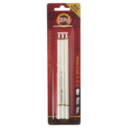 Set of 3 white coals in Koh-i-noor wood - szal art - sklep plastyczny