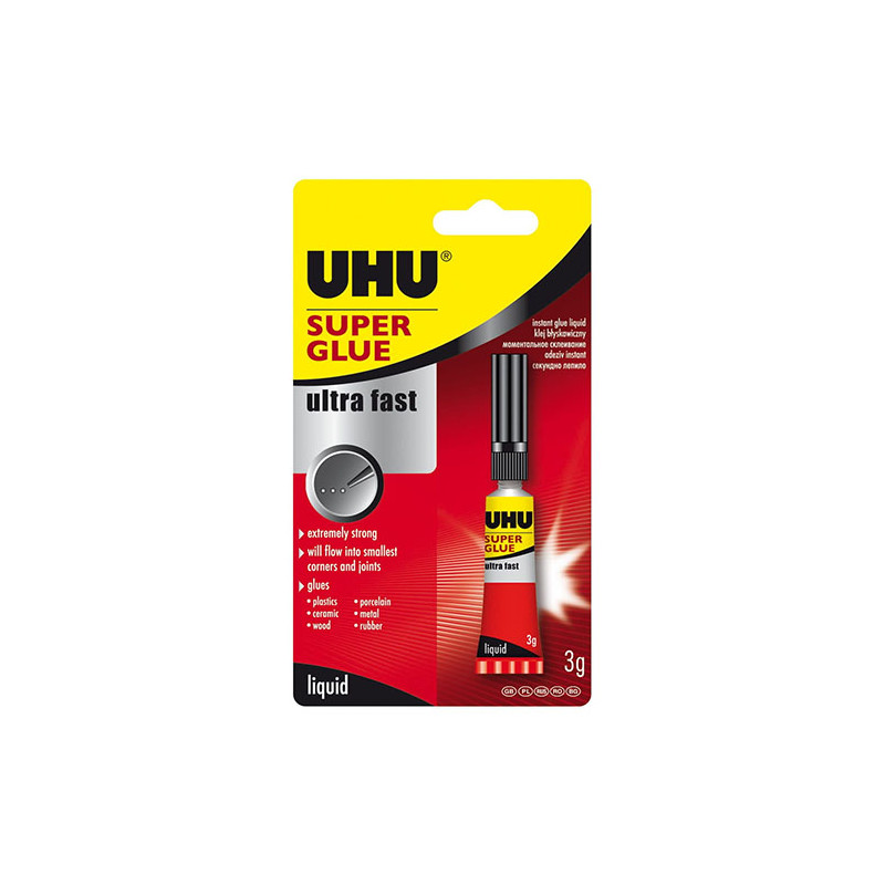 UHU super glue 3g - bardzo silny klej wiążący 40360 - sklep plastyczny