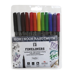 Koh-i-Noor fineliners zestaw 12 cienkopisów 0.3 mm - sklep plastyczny