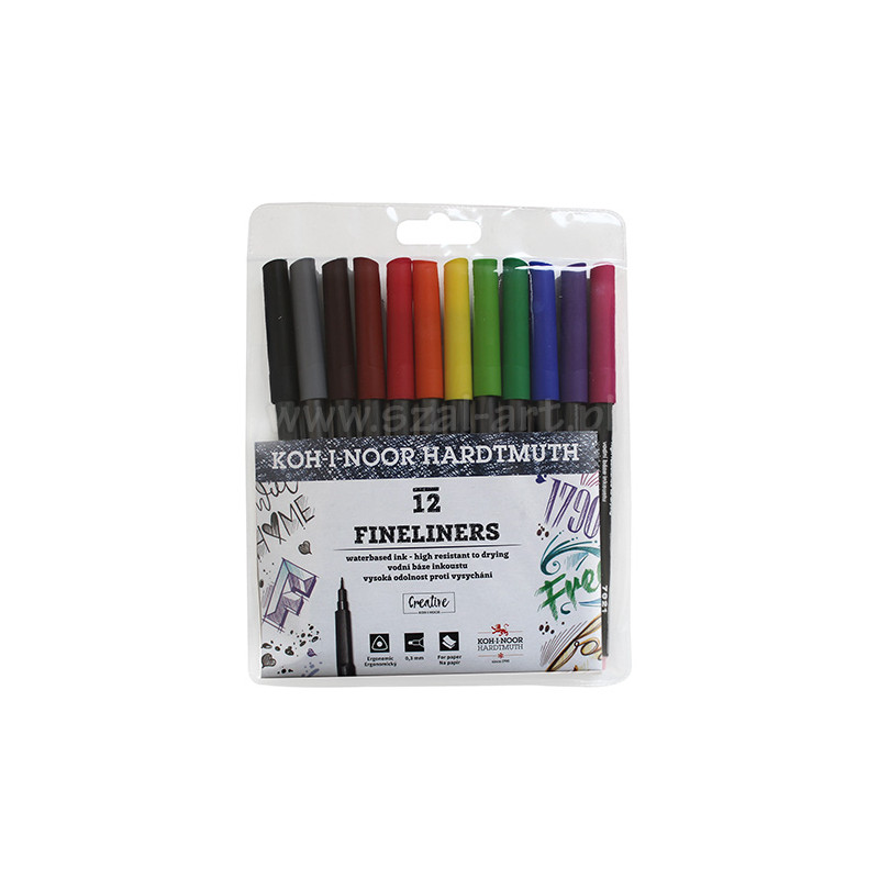 Koh-i-Noor fineliners zestaw 12 cienkopisów 0.3 mm - sklep plastyczny