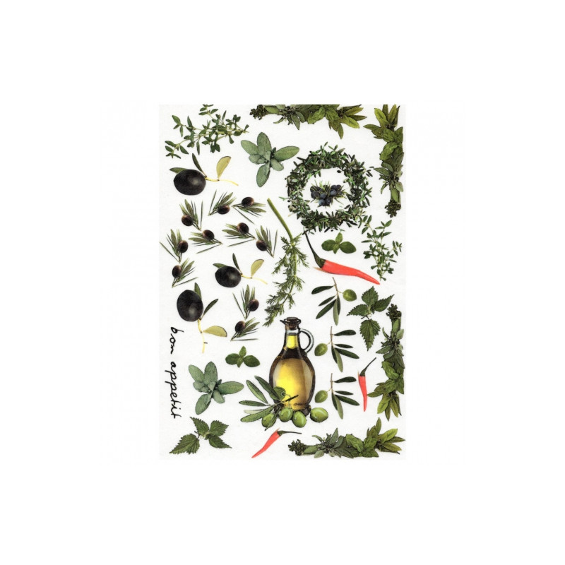 Decoupage paper herbs olives A4 ITD 0030