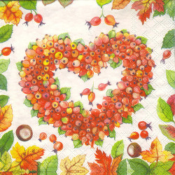 Decoupage Napkin Ambiente 23-13307345 rosehip heart cream - szal art -