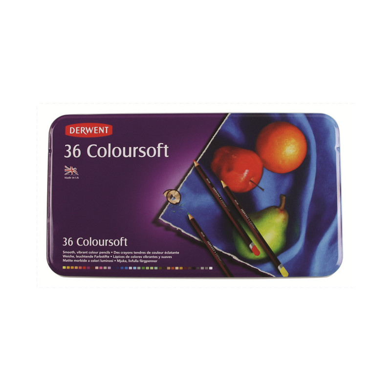 Derwent coloursoft zestaw 36 miękkich kredek metal opak - sklep plasty