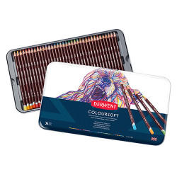 Derwent coloursoft zestaw 36 miękkich kredek metal opak - sklep plasty