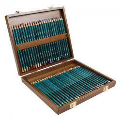Derwent artist set of crayons 48 colors wooden cassette