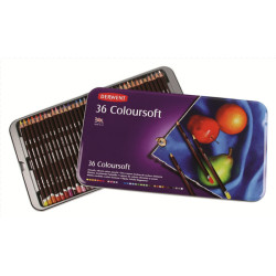 Derwent coloursoft zestaw 36 miękkich kredek metal opak - sklep plasty