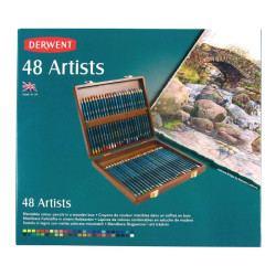 Derwent artist set of crayons 48 colors wooden cassette