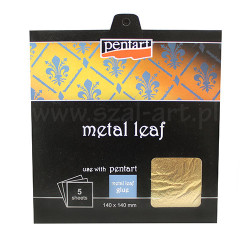 Pentart szlagmetal - 5 płatków 14x14 cm kolor złoty - szał dla plastyk