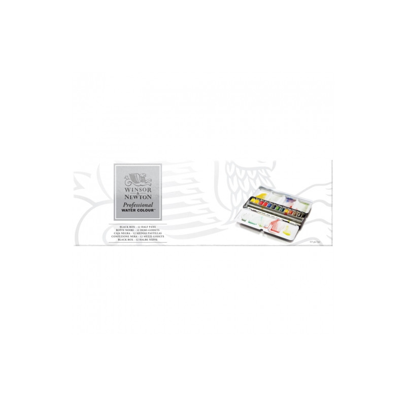 Winsor&Newton professional zestaw akwareli 12 półkostek - sklep plasty