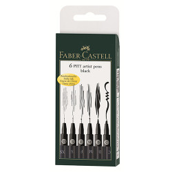 Faber-Castell pitt artist black zestaw 6 pisaków - sklep plastyczny -