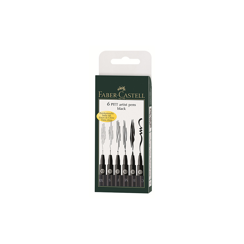 Faber-Castell pitt artist black zestaw 6 pisaków - sklep plastyczny -