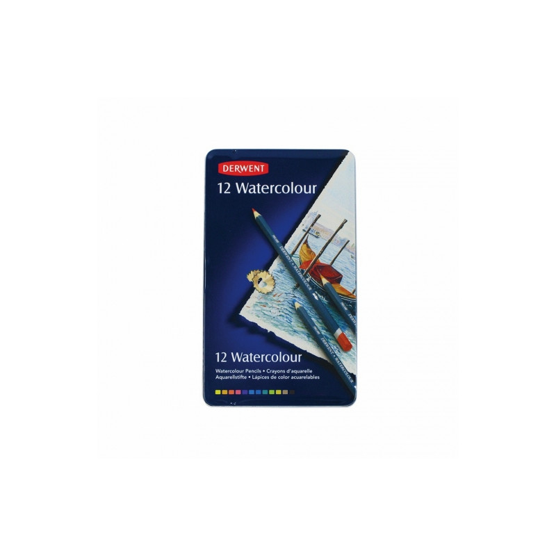 Derwent watercolour zestaw 12 akwarelowych kredek metal opak - sklep p