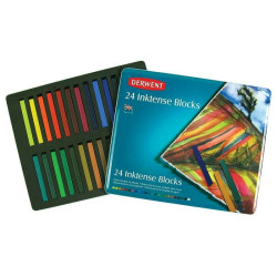 Derwent inktense zestaw 24 tuszy w sztyfcie metal opak - sklep plastyc