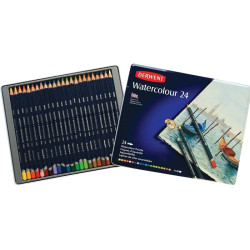Derwent watercolour zestaw 24 akwarelowych kredek metal opak - sklep p