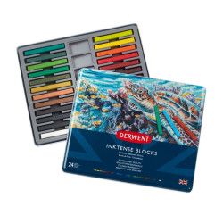 Derwent inktense zestaw 24 tuszy w sztyfcie metal opak - sklep plastyc