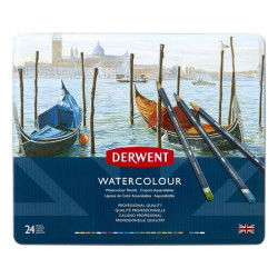 Derwent watercolour zestaw 24 akwarelowych kredek metal opak - sklep p