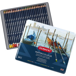Derwent watercolour zestaw 24 akwarelowych kredek metal opak - sklep p