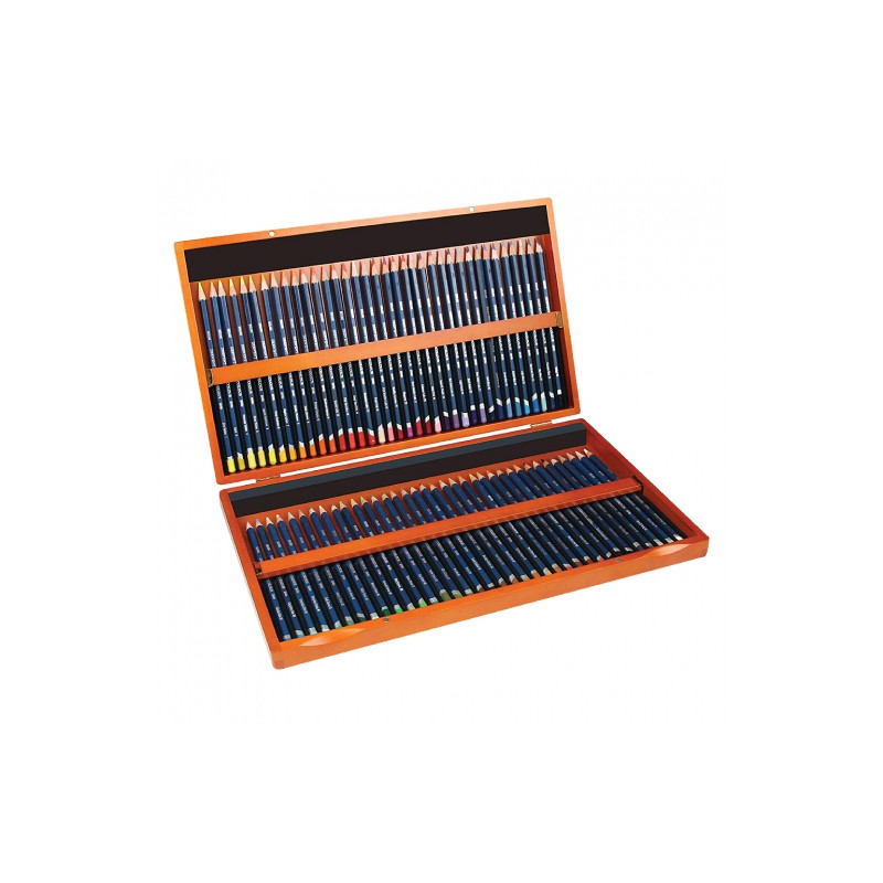 Derwent watercolour set of crayons 72 colours wooden case