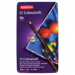 Derwent coloursoft zestaw 12 miękkich kredek metal opak - sklep plasty