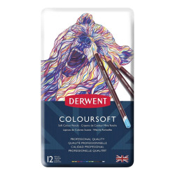 Derwent coloursoft zestaw 12 miękkich kredek metal opak - sklep plasty