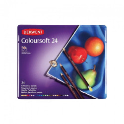 Derwent coloursoft zestaw 24 miękkich kredek metal opak - sklep plasty