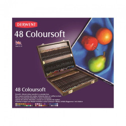 Derwent coloursoft zestaw 48 miękkich kredek drewniana kaseta - sklep