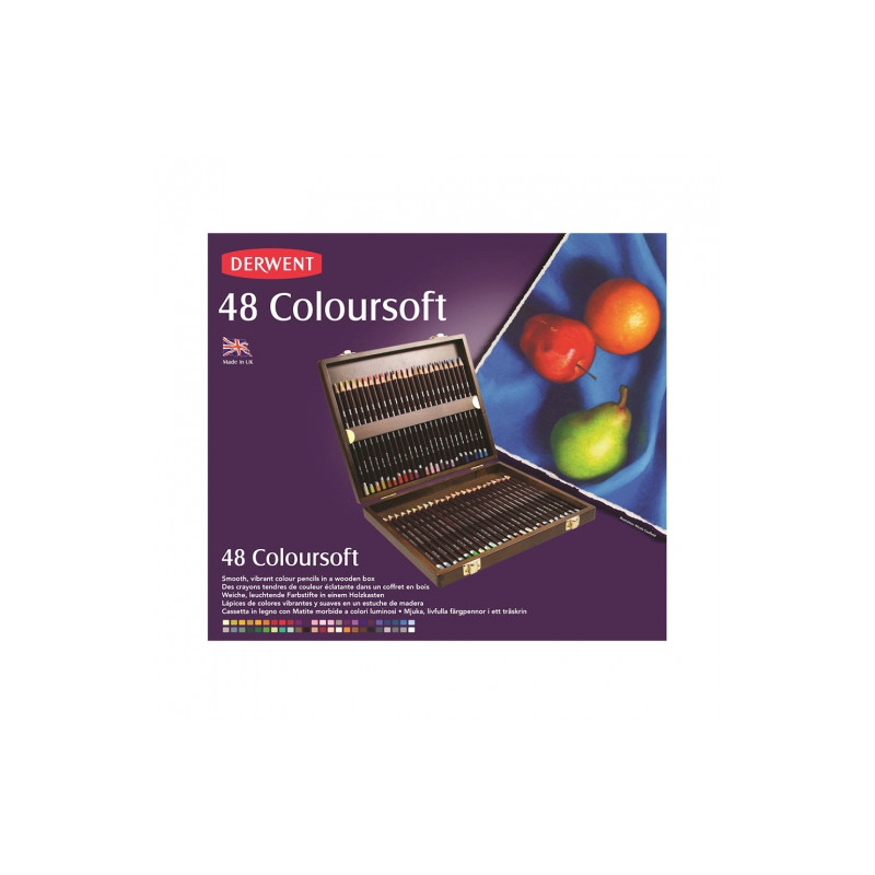 Derwent coloursoft set of crayons 48 colors wooden cassette