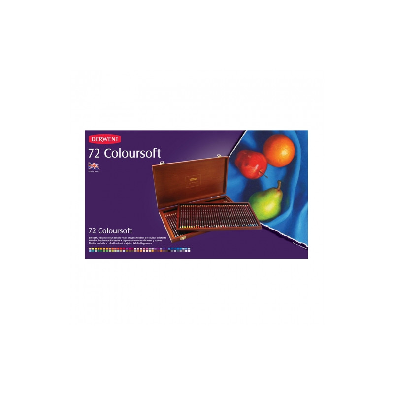 Derwent coloursoft zestaw 72 miękkich kredek drewniana kaseta - sklep