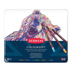 Derwent coloursoft zestaw 24 miękkich kredek metal opak - sklep plasty