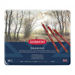 Derwent drawing zestaw 24 rysunkowych kredek metal opak
