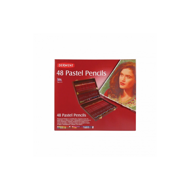 Derwent pastel set of crayons 48 colours wooden case