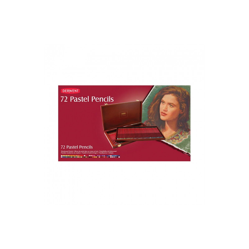Derwent pastel zestaw pasteli w kredce 72 kol. kaseta drewniana - skle