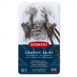 Derwent graphic medium ołówki do szkicowania 12 twardości 6B-4H - skle