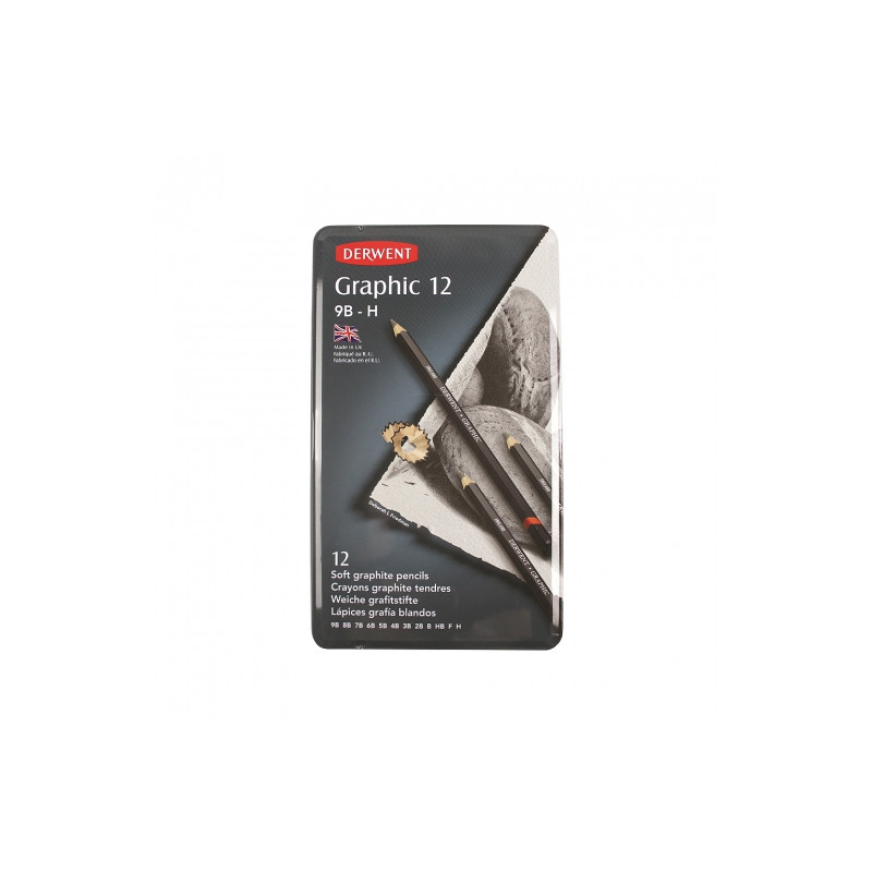 Derwent graphic soft ołówki do szkicowania 12 twardości 9B-H - sklep p