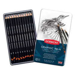 Derwent graphic soft ołówki do szkicowania 12 twardości 9B-H - sklep p