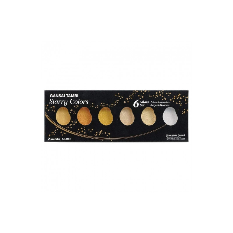 Kuretake gansai tambi starry colors zestaw 6 metalicznych akwareli - s