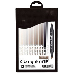 Graphit warm grey zestaw 12 markerów - sklep plastyczny - szał dla pla