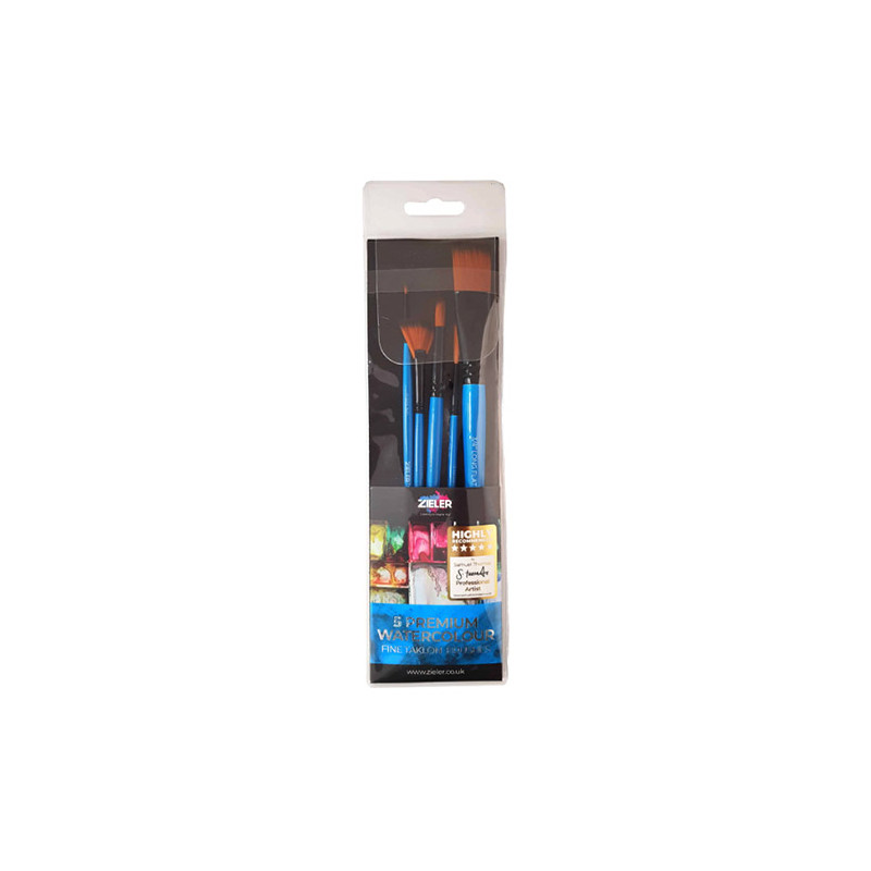 Zieler premium watercolour zestaw 5 pędzli syntetycznych - sklep plast