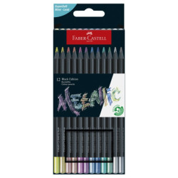Faber-Castell black edition zestaw 12 trójkątnych kredek metalicznych