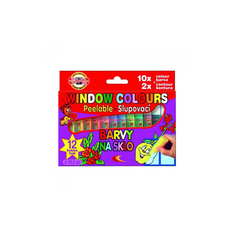 Koh-i-noor stained glass gel paints 10kol + 2 containers 10.5ml