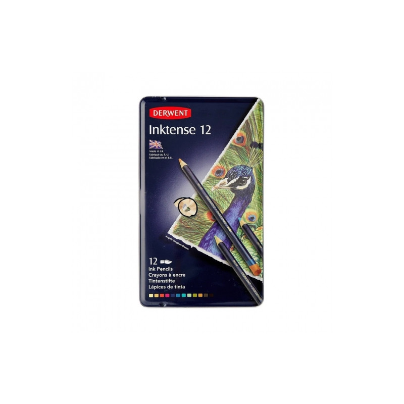 Derwent inktense zestaw 12 tuszy w kredce metal opak - sklep plastyczn