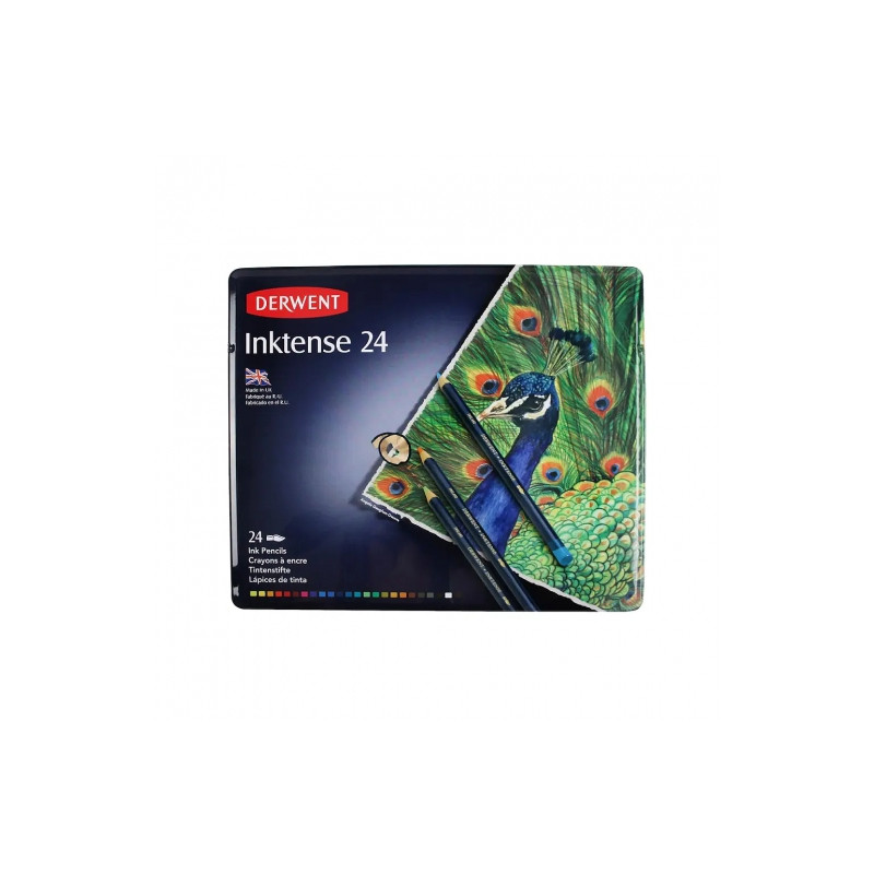 Derwent inktense zestaw 24 tuszy w kredce metal opak - sklep plastyczn
