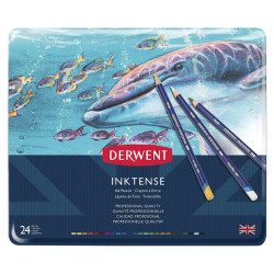 Derwent inktense zestaw 24 tuszy w kredce metal opak - sklep plastyczn