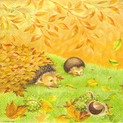 Serwetka do decoupage jeże jesień Ambiente 20-13305850 - sklep plastyc