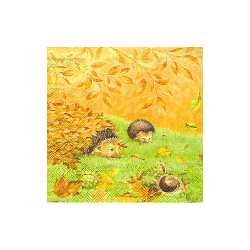 Serwetka do decoupage jeże jesień Ambiente 20-13305850 - sklep plastyc