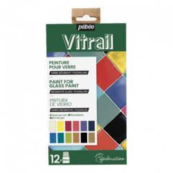 Pebeo vitrail zestaw farb do szkła 12x20ml - sklep plastyczny - szał d