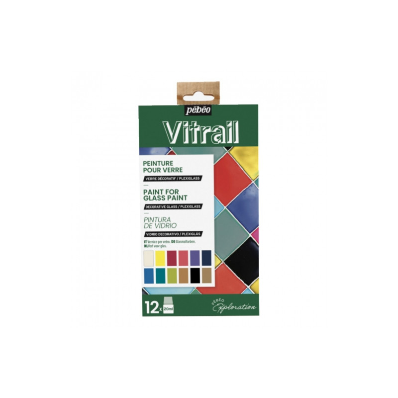 Pebeo vitrail zestaw farb do szkła 12x20ml - sklep plastyczny - szał d