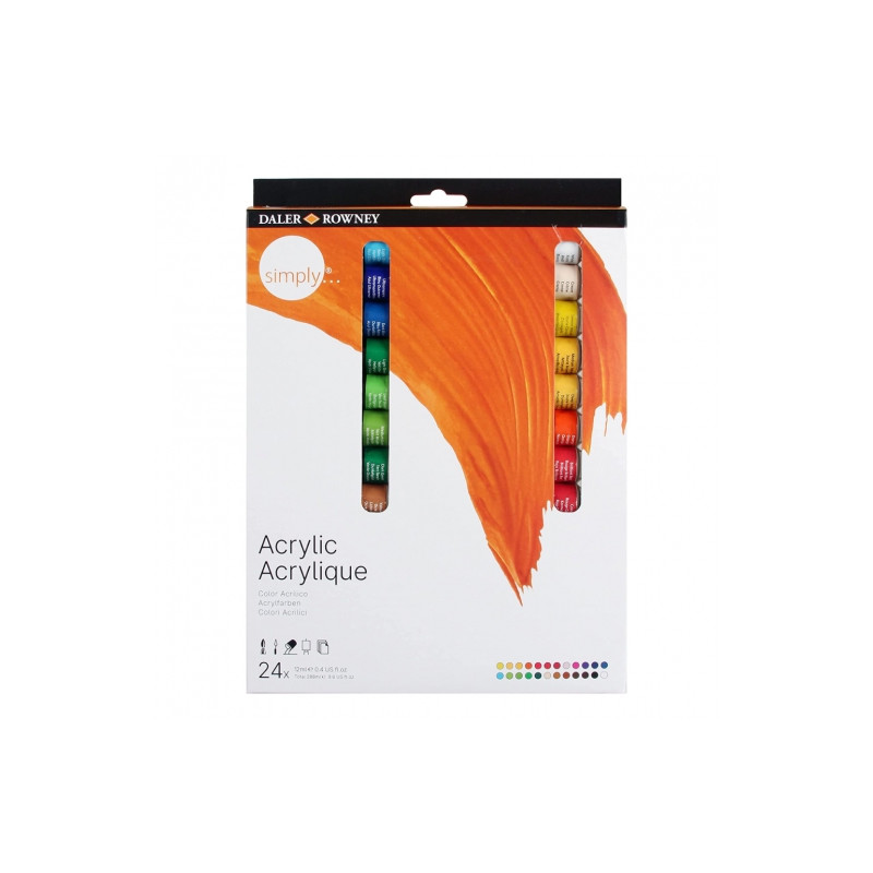 Daler Rowney simply acrylic paint set 24 x 12ml