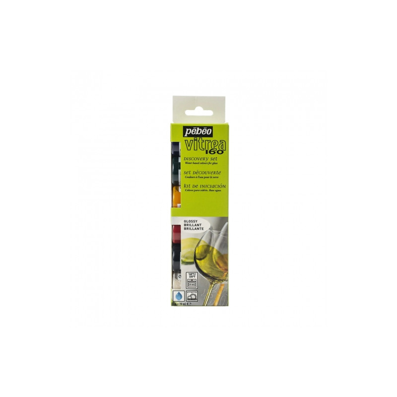 Pebeo vitrea 160 glossy zestaw farb do szkła 6x20ml - sklep plastyczny