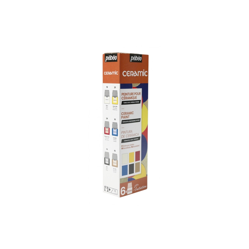 Set of PEBEO Ceramic glass paints - 6x20ml - szal art -sklep plastyczn